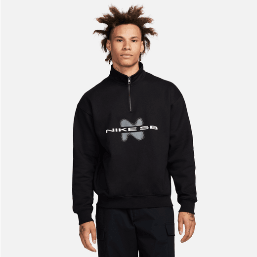 Sudadera NIKESB de skateboard de tejido Fleece con media cremallera FB8562-010 | Unisex Textil Tops | BLAC