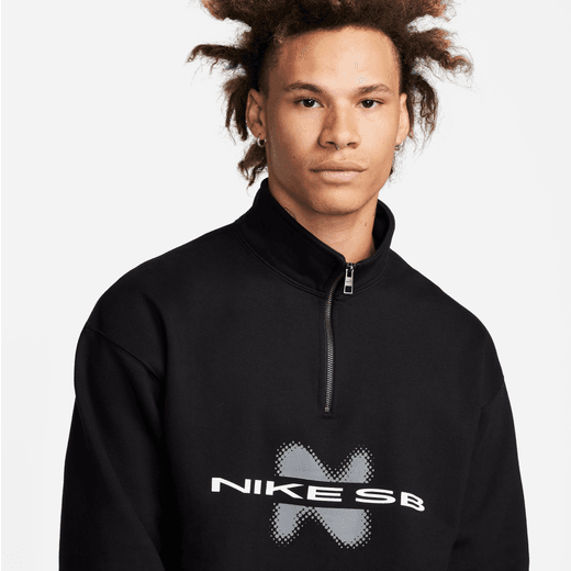 Sudadera NIKESB de skateboard de tejido Fleece con media cremallera FB8562-010 | Unisex Textil Tops | BLAC